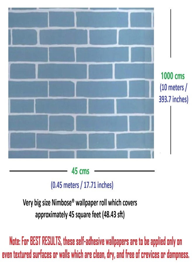 Nimbose® Big Size Beautiful Sky-Blue Bricks Self Adhesive Wallpaper for Kitchen Bed Room Living Room Furnitures Peel-Stick Vinyl Wallaper (45x1000 cm) - Image 2